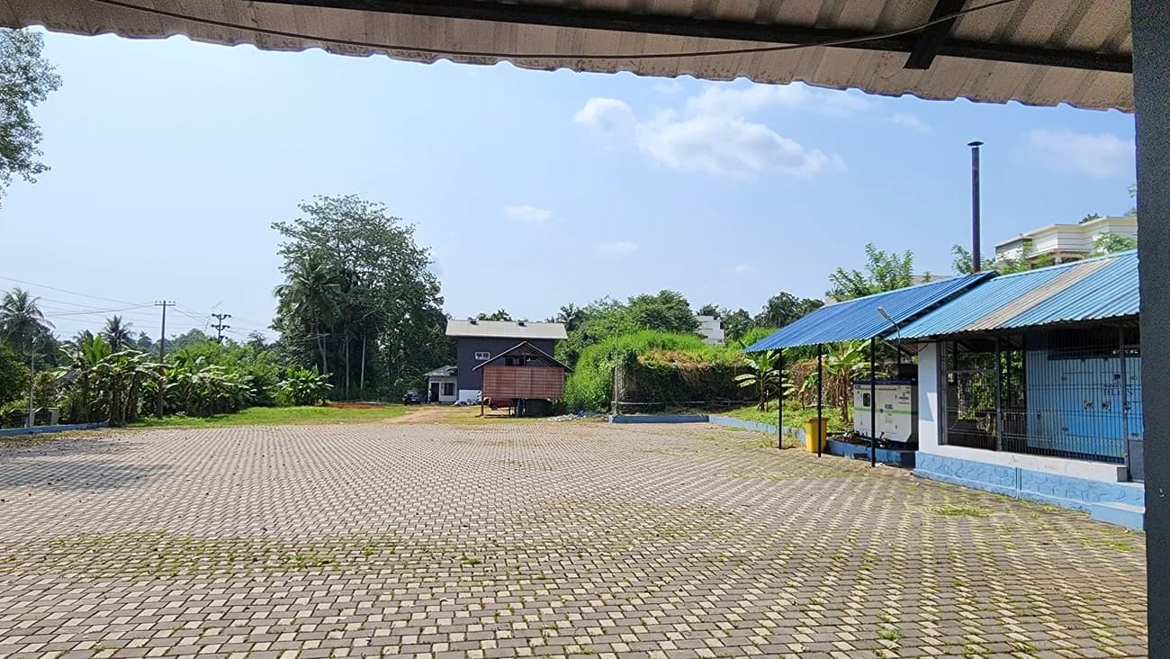 Expansive car parking and entrance approach